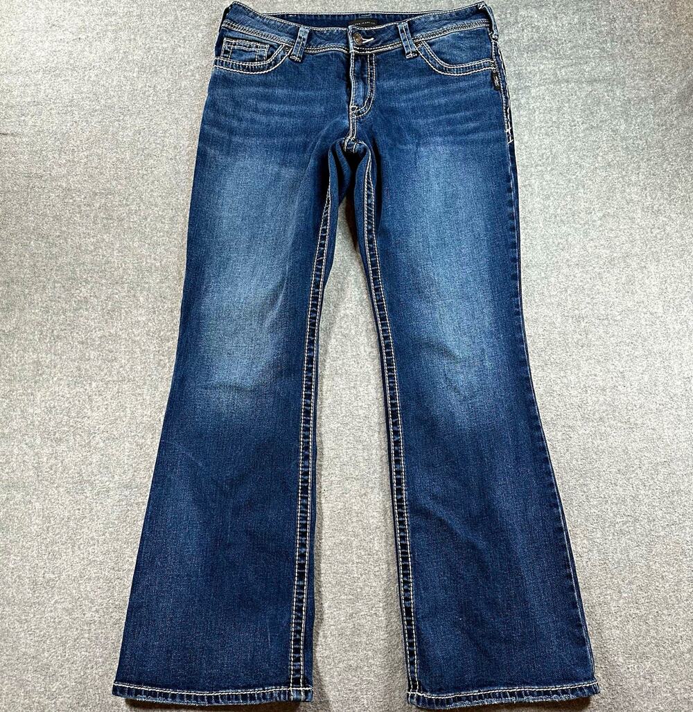 Silver Jeans Co Suki Bootcut Womens 32x32 Blue Stretch Denim Western Embroidered